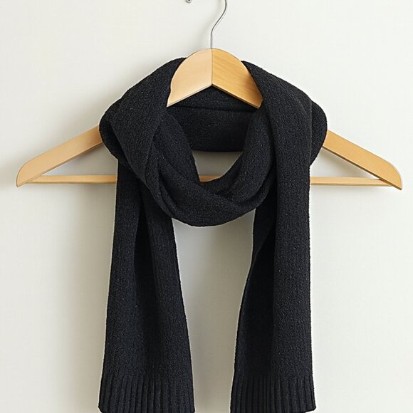 J.Crew Diagonal Rib Cashmere Scarf In Black - Picture 2 of 3